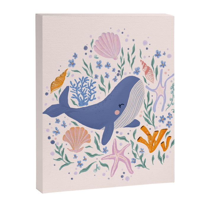 Adorable Whale and Sea Life illustration Canvas Print Gallery Image 1