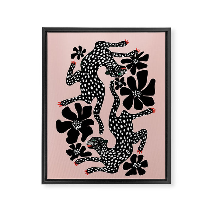 Black cheetah dance Framed Canvas Print Gallery Image 1