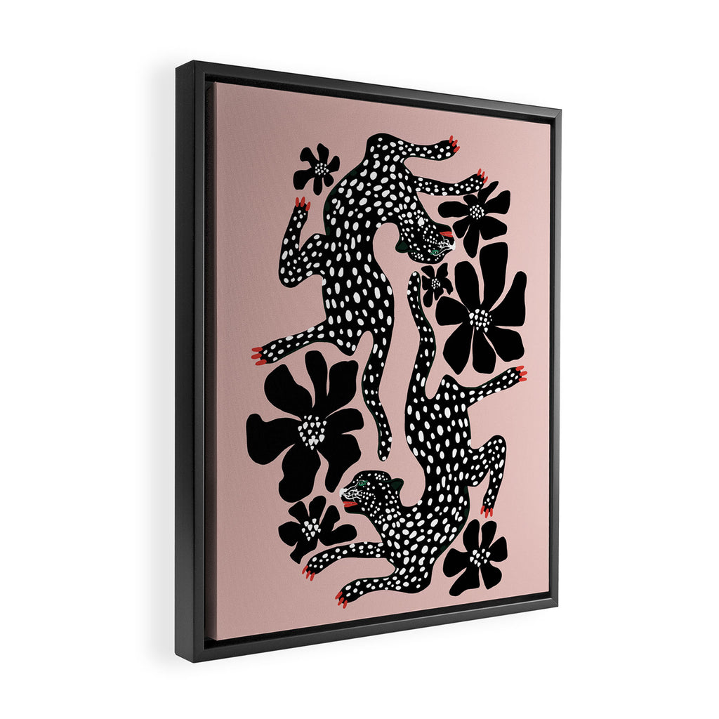 Black cheetah dance Framed Canvas Print Gallery Image 2