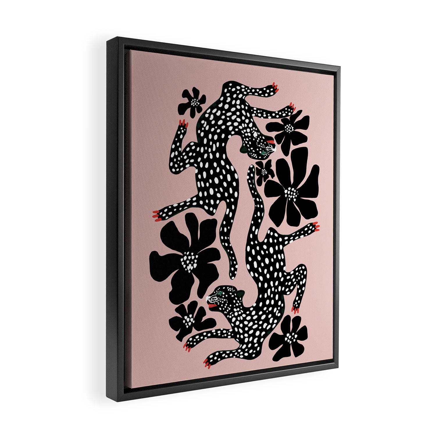 Black cheetah dance Framed Canvas Print Gallery Image 2