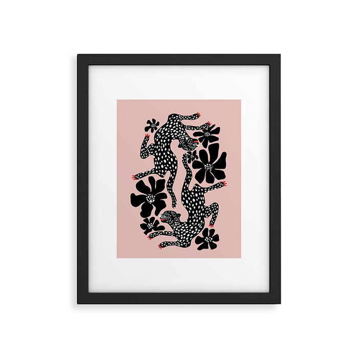 Black cheetah dance Framed Art Print Gallery Image 1