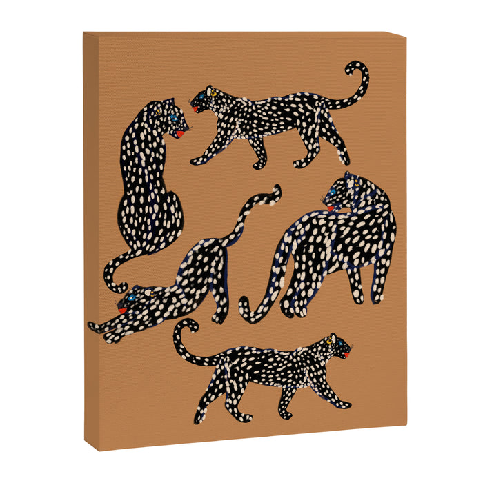 Black cheetah in sundial brown background  Canvas Print Gallery Image 1