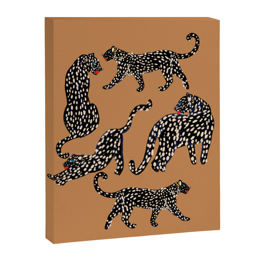 Black cheetah in sundial brown background  Canvas Print Gallery Image 8