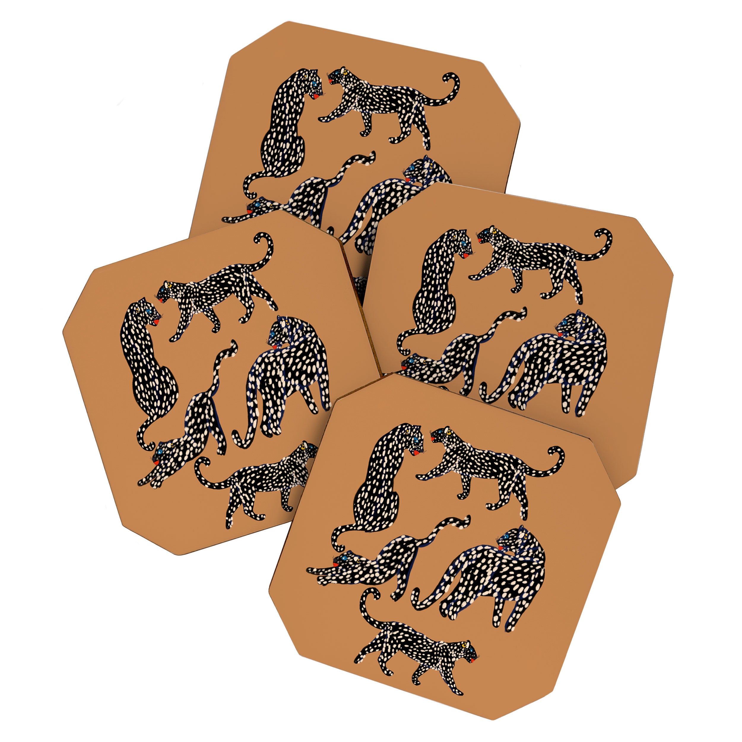 Black cheetah in sundial brown background  Coaster Gallery Image 1