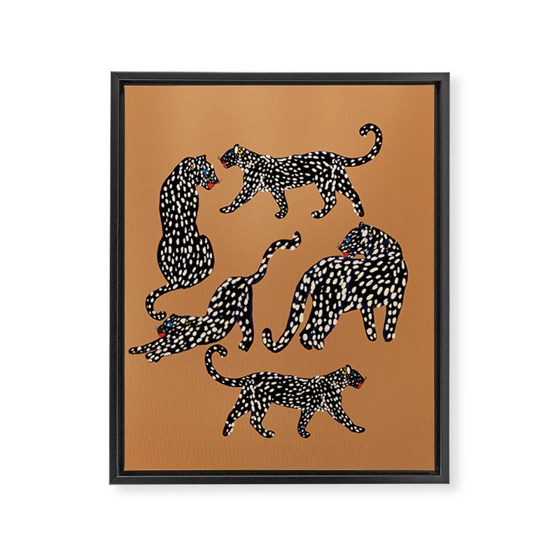 Black cheetah in sundial brown background  Framed Canvas Print Gallery Image 8