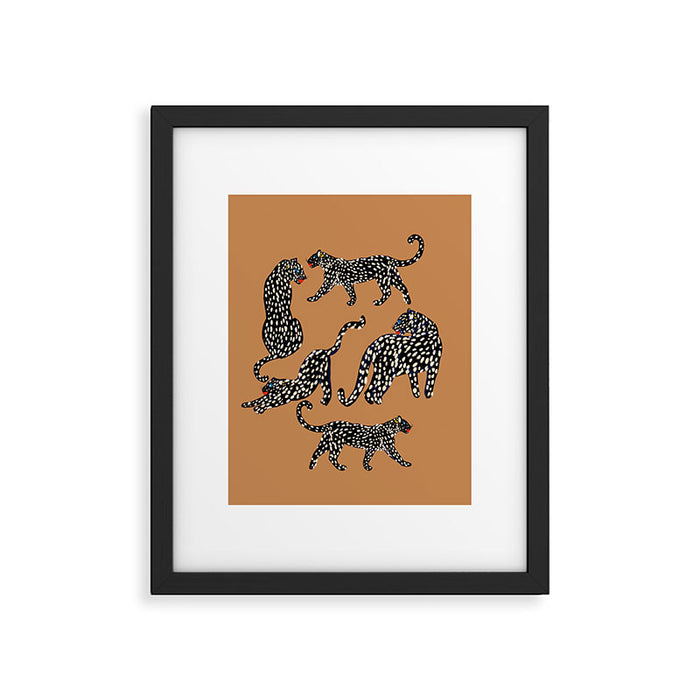 Black cheetah in sundial brown background  Framed Art Print Gallery Image 1