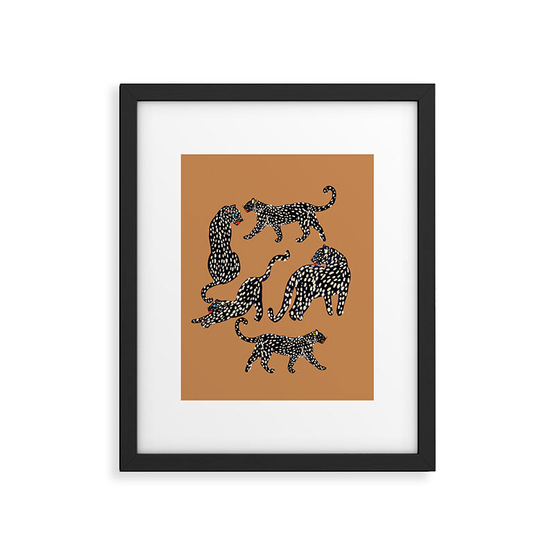 Black cheetah in sundial brown background  Framed Art Print Gallery Image 6