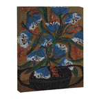 Blue Bell Flowers in Black Basket Whimsical Floral Still Life Folk Art Botanical Painting Canvas Print Gallery Image 6