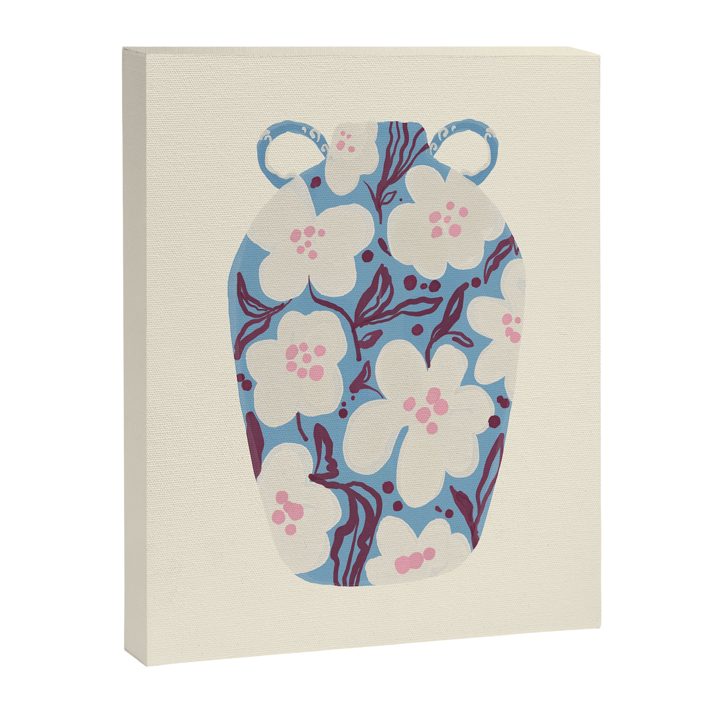 Blue Floral Folk Vase Canvas Print Gallery Image 6