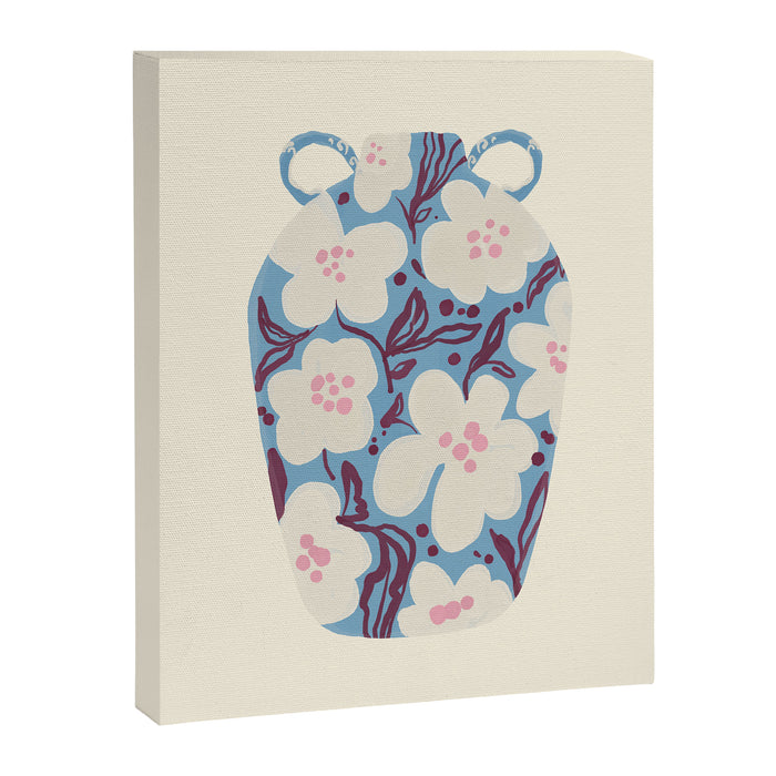 Blue Floral Folk Vase Canvas Print Gallery Image 1