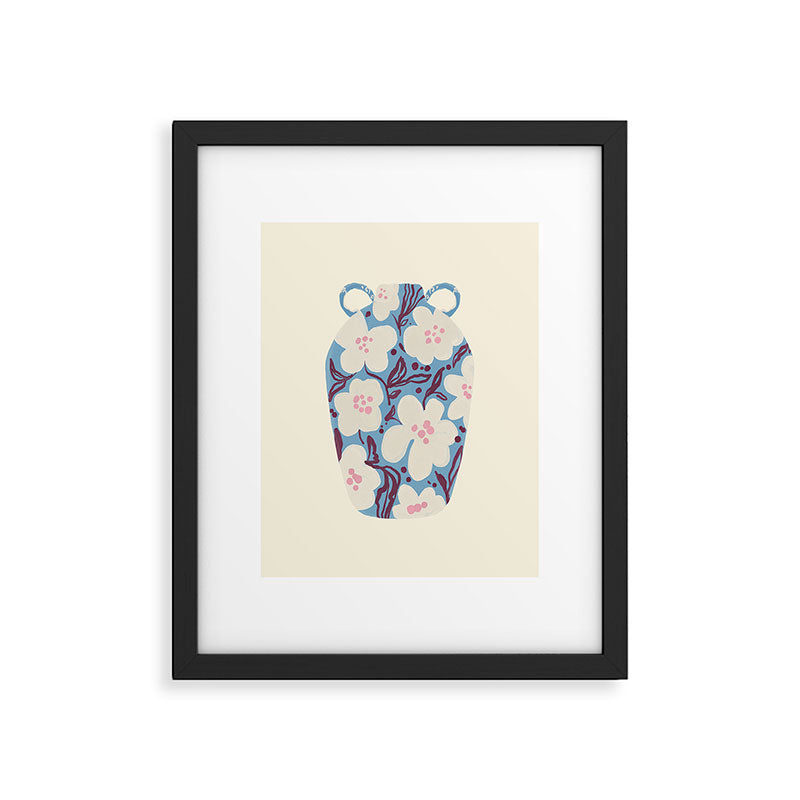 Blue Floral Folk Vase Framed Art Print Gallery Image 5