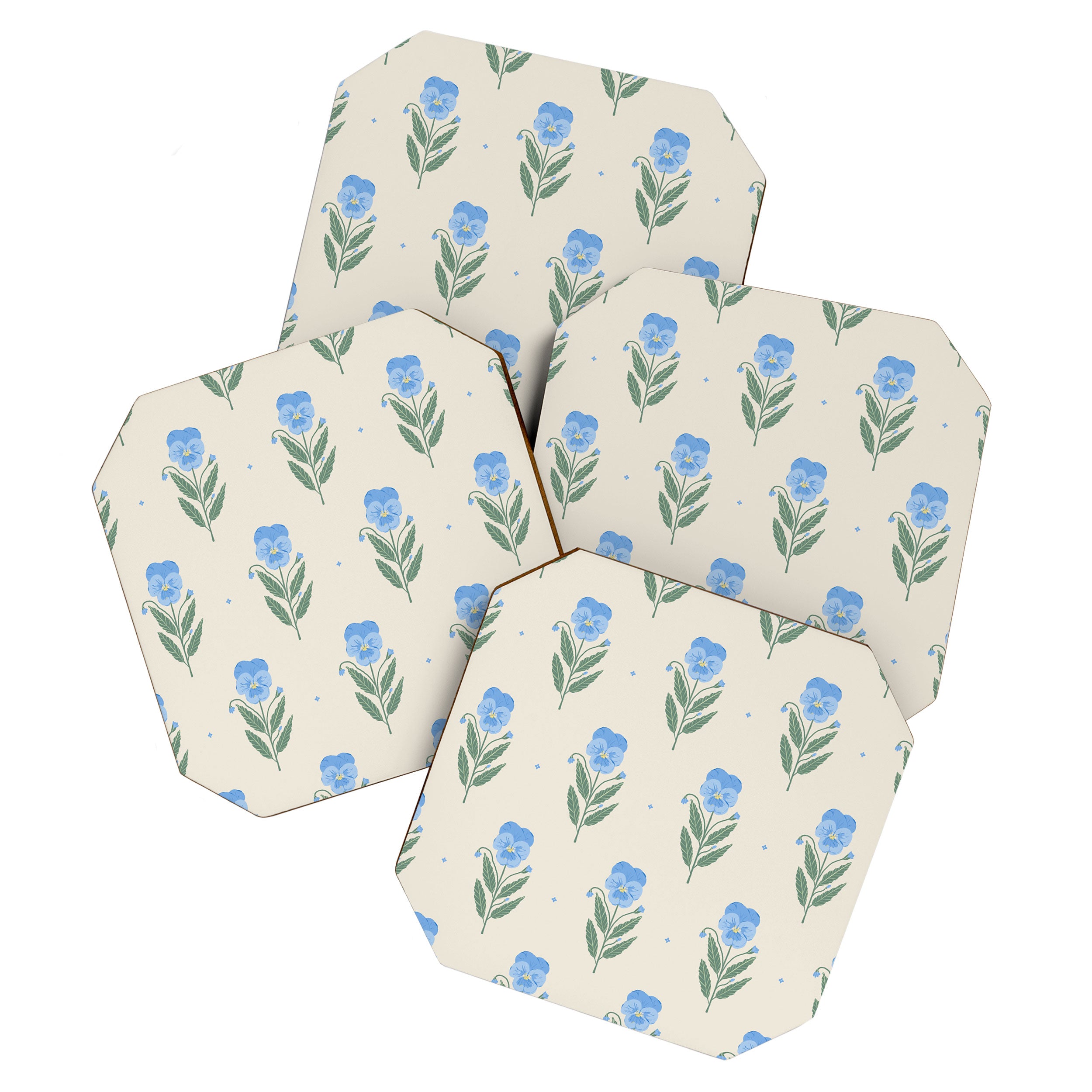 Blue Pansy Floral Repeat Coaster Gallery Image 1