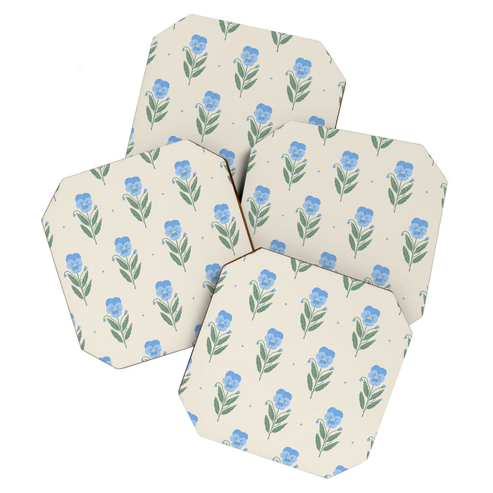 Blue Pansy Floral Repeat Coaster Gallery Image 1