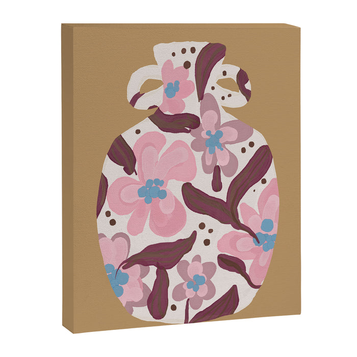 Blush Folk Floral Vase Canvas Print Gallery Image 1