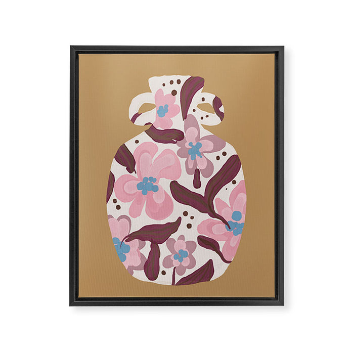Blush Folk Floral Vase Framed Canvas Print Gallery Image 1