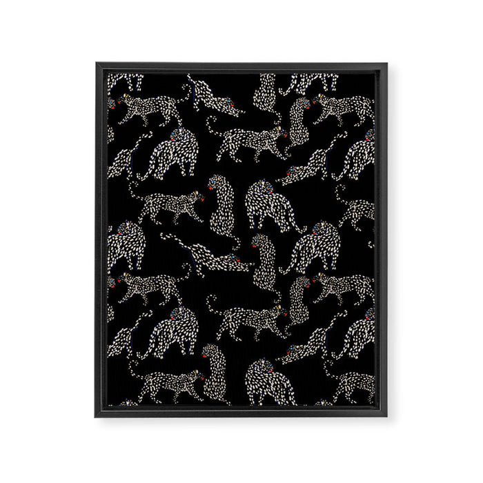 Boho modern black cheetah  Framed Canvas Print Gallery Image 1