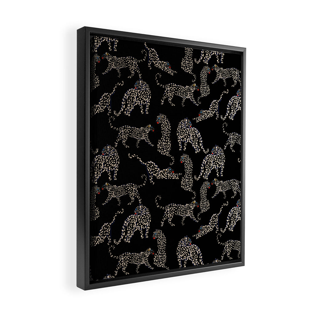 Boho modern black cheetah  Framed Canvas Print Gallery Image 2