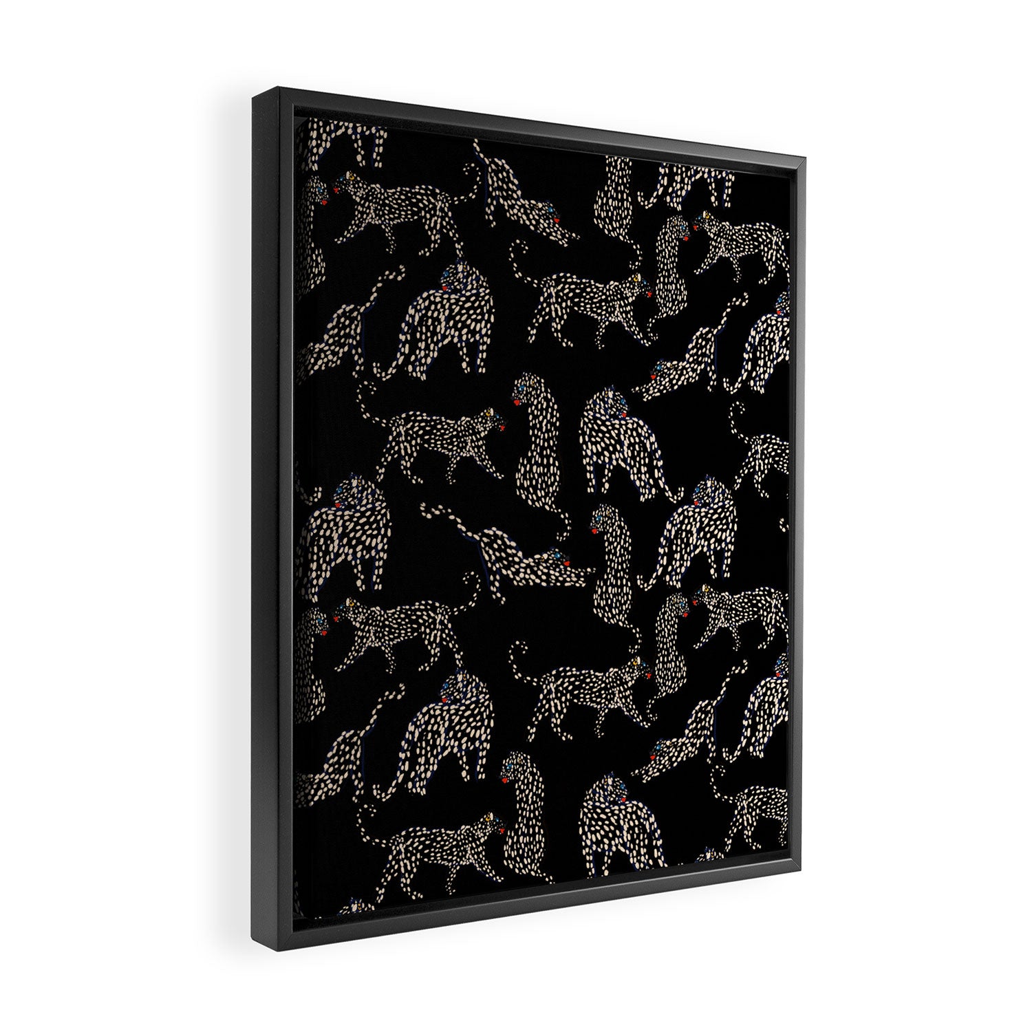 Boho modern black cheetah  Framed Canvas Print Gallery Image 2