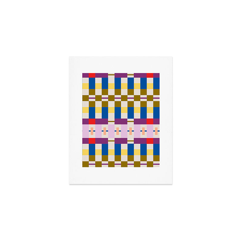 Bold Geometric Pattern Bauhaus Inspired Abstract Block Design  Retro Modern Decor Art Print Gallery Image 1