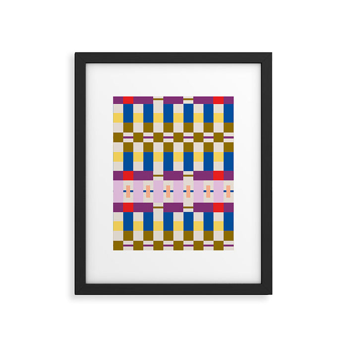Bold Geometric Pattern Bauhaus Inspired Abstract Block Design  Retro Modern Decor Framed Art Print Gallery Image 1