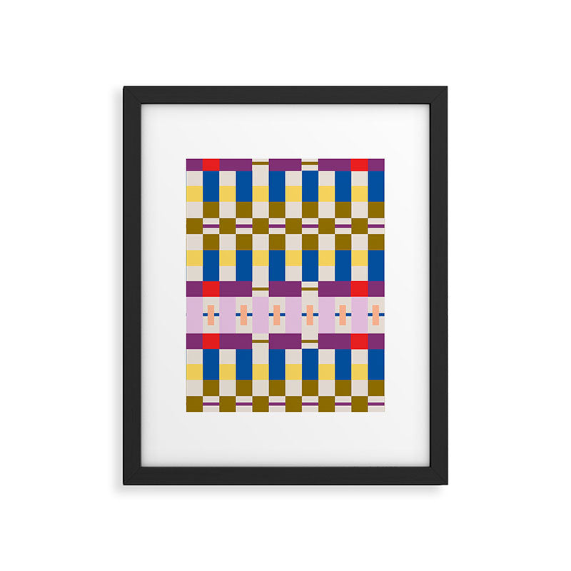 Bold Geometric Pattern Bauhaus Inspired Abstract Block Design  Retro Modern Decor Framed Art Print Gallery Image 6