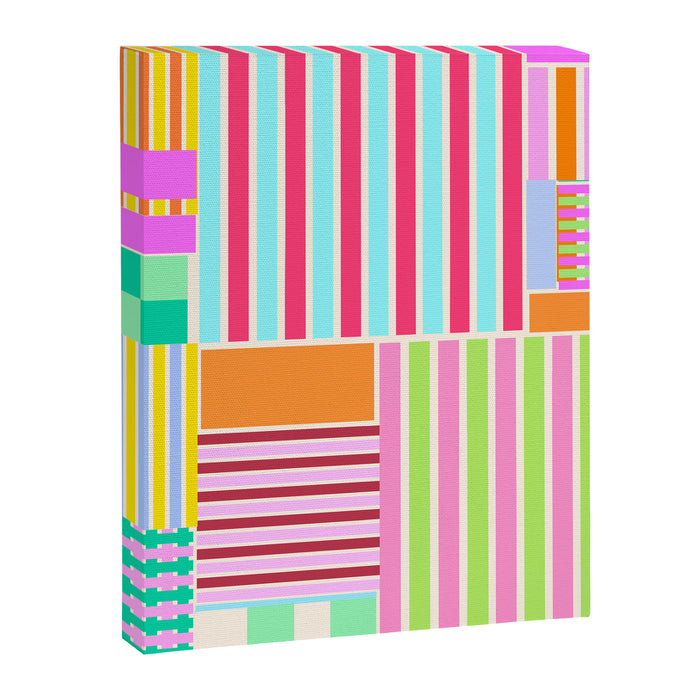 Bold Geometric Stripes and Blocks Pattern in Vibrant Colors Canvas Print Gallery Image 1