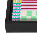 Bold Geometric Stripes and Blocks Pattern in Vibrant Colors Framed Canvas Print Gallery Image 3