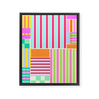 Bold Geometric Stripes and Blocks Pattern in Vibrant Colors Framed Canvas Print Gallery Image 8