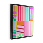 Bold Geometric Stripes and Blocks Pattern in Vibrant Colors Framed Canvas Print Gallery Image 2