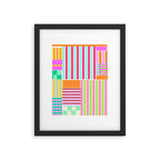 Bold Geometric Stripes and Blocks Pattern in Vibrant Colors Framed Art Print Gallery Image 6