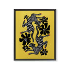 Bold Leopard Art Print on Pink with Floral Accents - Modern Animal Wall Art Framed Canvas Print Gallery Image 8