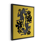 Bold Leopard Art Print on Pink with Floral Accents - Modern Animal Wall Art Framed Canvas Print Gallery Image 2