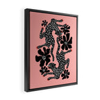 Bold Leopard Art Print on Pink with Floral Accents - Modern Animal Wall Art Framed Canvas Print Gallery Image 2