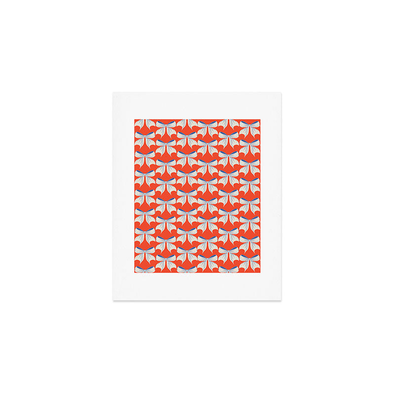 Bold Red and White Bow Pattern  A Striking Design Art Print Gallery Image 1