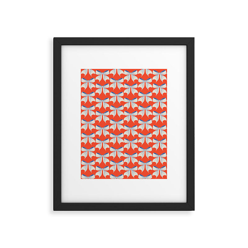 Bold Red and White Bow Pattern  A Striking Design Framed Art Print Gallery Image 6