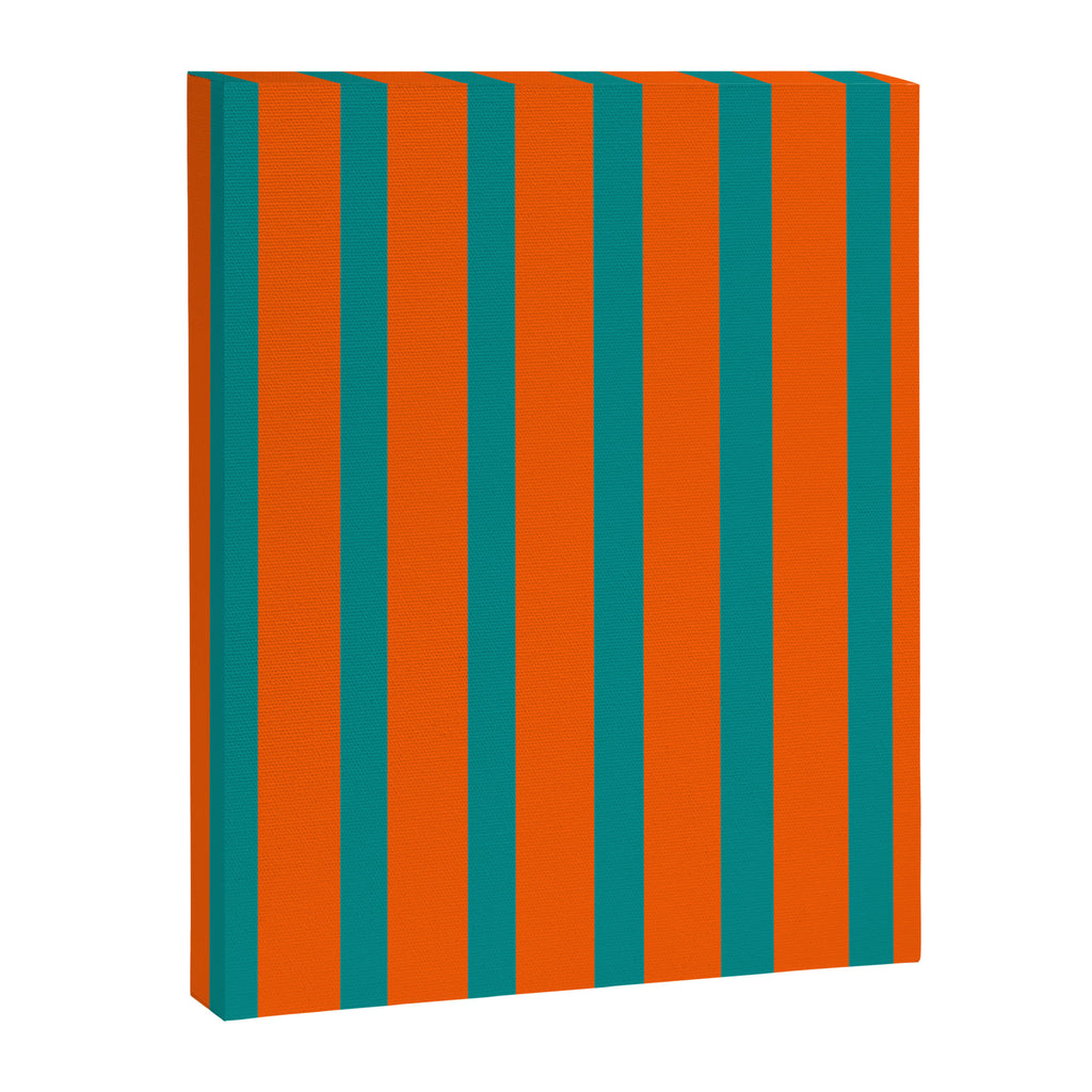 Bold Vertical Stripe Pattern  Modern Teal and Orange Canvas Print Gallery Image 8