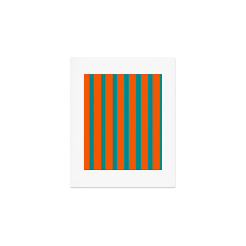Bold Vertical Stripe Pattern  Modern Teal and Orange Art Print Gallery Image 1
