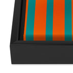 Bold Vertical Stripe Pattern  Modern Teal and Orange Framed Canvas Print Gallery Image 3