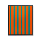 Bold Vertical Stripe Pattern  Modern Teal and Orange Framed Canvas Print Gallery Image 8