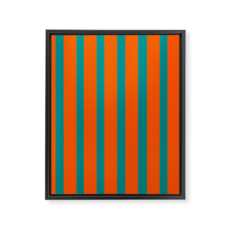 Bold Vertical Stripe Pattern  Modern Teal and Orange Framed Canvas Print Gallery Image 8