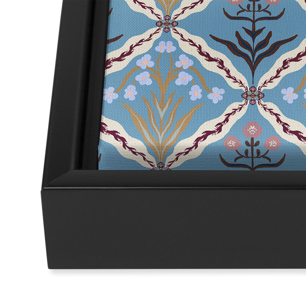 Botanical Trellis Floral Pattern Framed Canvas Print Gallery Image 3
