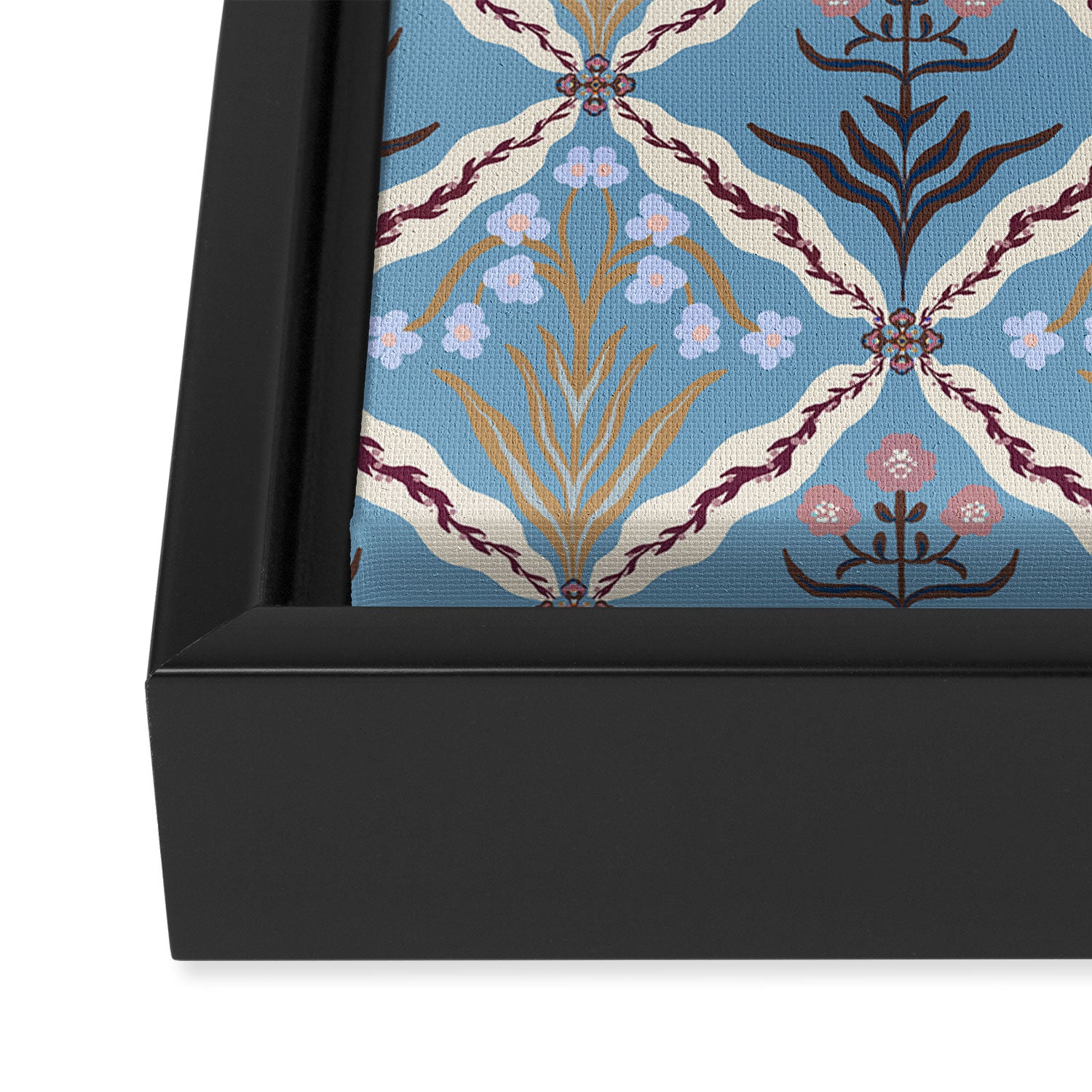 Botanical Trellis Floral Pattern Framed Canvas Print Gallery Image 3