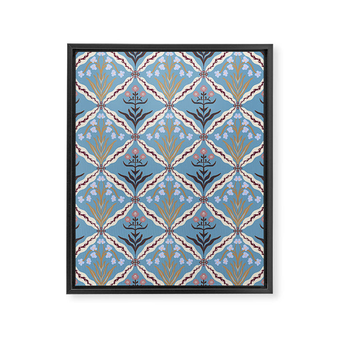 Botanical Trellis Floral Pattern Framed Canvas Print Gallery Image 1
