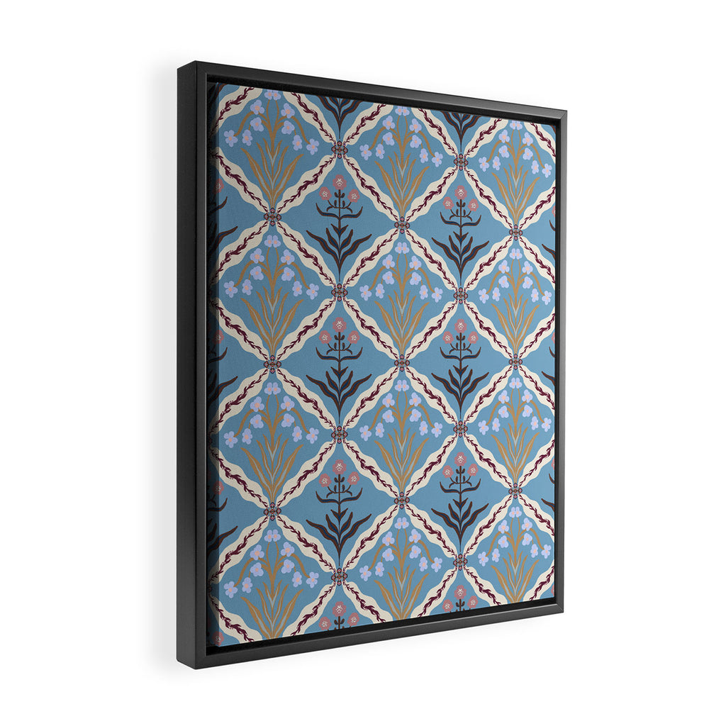Botanical Trellis Floral Pattern Framed Canvas Print Gallery Image 2