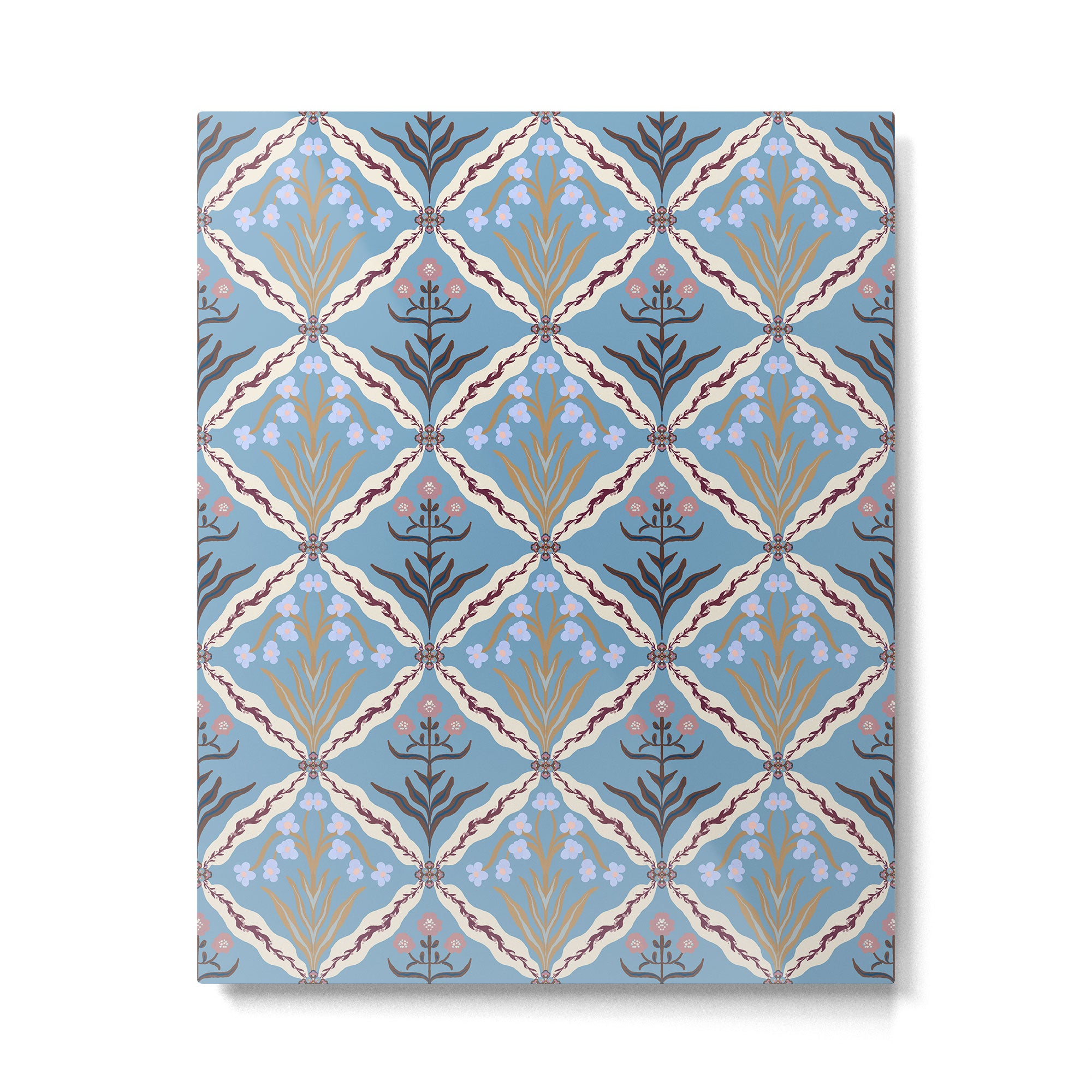 Botanical Trellis Floral Pattern Metal Print Gallery Image 6