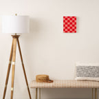 Bright red and peaches pink checkerboard Canvas Print Gallery Image 2