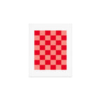 Bright red and peaches pink checkerboard Art Print Gallery Image 1