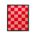 Bright red and peaches pink checkerboard Framed Canvas Print Gallery Image 8