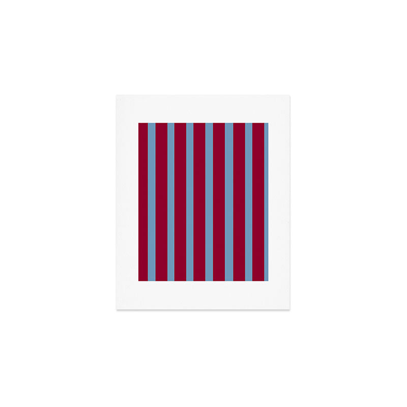 Burgundy and Dusty Blue Stripes Art Print Gallery Image 1