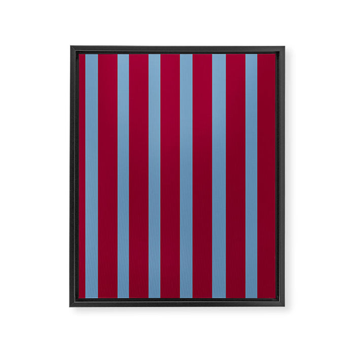 Burgundy and Dusty Blue Stripes Framed Canvas Print Gallery Image 1